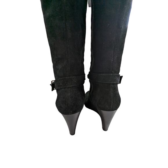 BCBGENERATION! MERRY BLACK SUEDE LEATHER WEDGE HEELS CHAINED BOOTS! SZ 7.5B - Picture 7 of 11